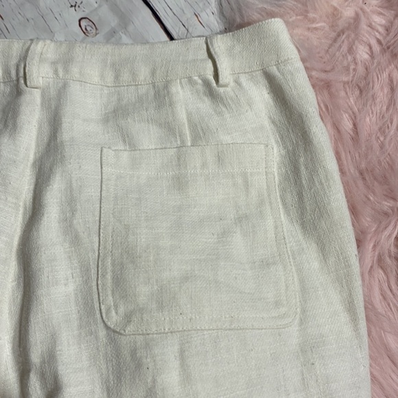 Anthropologie Ett:Twa White Pommed Linen Wide Leg High Rise Pants - Picture 11 of 11